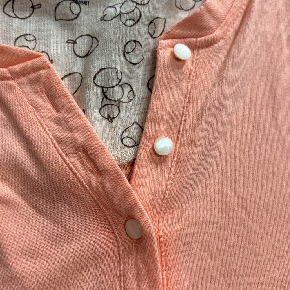 DISNEY STORE Women's S Henley Top Embroidered Chipmunks Chip & Dale Coral - Picture 4 of 5